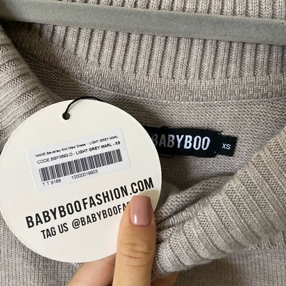 NWT Babyboo Beverley Knit Maxi Light Grey Dress Marl Sweater  Size XS - Picture 13 of 14
